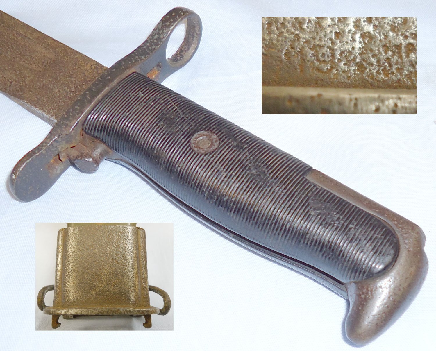 Saipan Found** WWII U.S.M.C. M1942 Pattern M1 Garand Bayonet & Scabbard. 21407. Bayonet