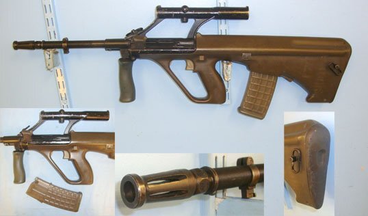  Steyr 1990’s Austrian Steyr Licenced Malaysian SME Ordnance Company (SMEO) AUG A1 5.56mm Calibre Assault Rifle with Integral Swarovski Optik1.5 X Magnification Telescopic Sight. **UK/EU DEACTIVATION CERTIFICATED** Sn 18261. Semi-Auto 5.56x45mm NATO (.223 Remington) Rifle