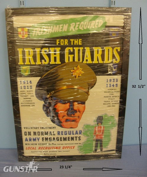 MINT**Original, Immediate Post WW2, Large Framed, John Cleland & Son Ltd Belfast N. Ireland Colour Lithograph British Irish Guards Regiment Recruitment Poster  Antique & Militaria in 