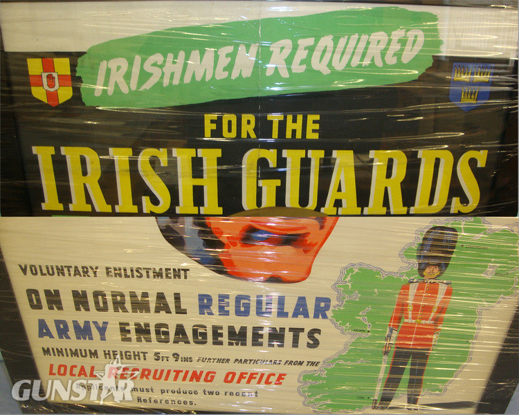  MINT**Original, Immediate Post WW2, Large Framed, John Cleland & Son Ltd Belfast N. Ireland Colour Lithograph British Irish Guards Regiment Recruitment Poster  Antique & Militaria