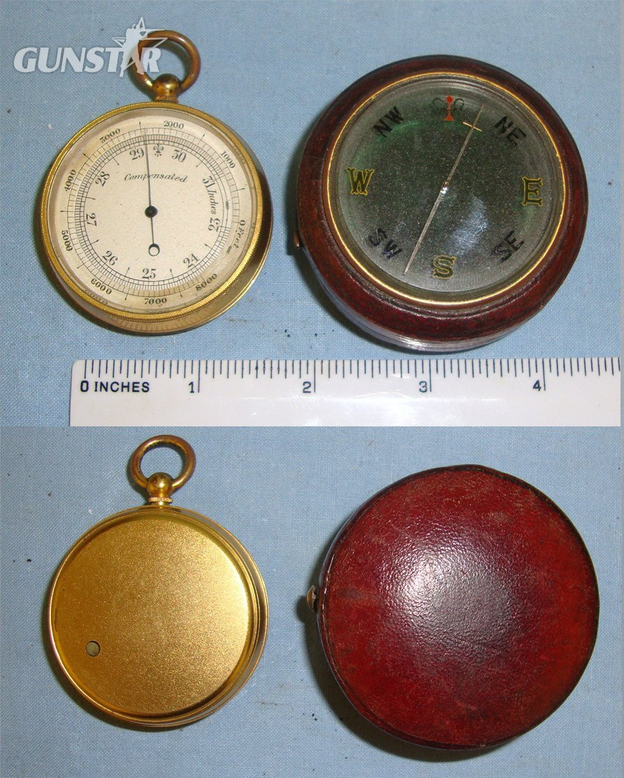  Cased, C1910 WW1 Era British RNAS/RFC Observation Balloon Troops Negretti & Zambra Pocket Barometer / Altimeter With Magnifying Compass Compendium. Sn 17917  Other Accessory