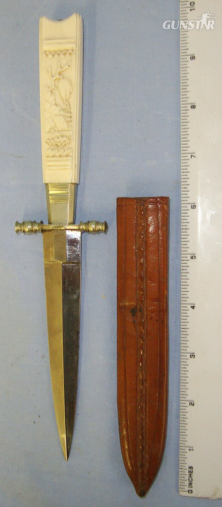 Late Victorian Era, English Form Spear Point Bowie Knife With German Silver Fittings & Scabbard. Sn 23571 Dagger in 