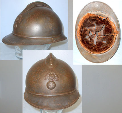 French M15 Adrian Combat Helmet With \'RF\' (République Française) Infantry Helm M15 Adrian Combat Helmet With 'RF' (République Française) Infantry Helmet Badge  Clothing