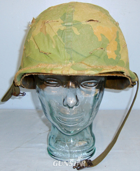 American Vietnam War Period M1 Combat Helmet, Liner, & Camouflage Cover. HE 842. American Vietnam War Period M1 Combat Helmet, Liner, & Camouflage Cover. HE 842. Clothing in 
