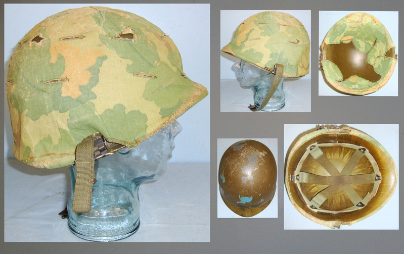 American Vietnam War Period M1 Combat Helmet, Liner, & Camouflage Cover. HE 842. American Vietnam War Period M1 Combat Helmet, Liner, & Camouflage Cover. HE 842. Clothing