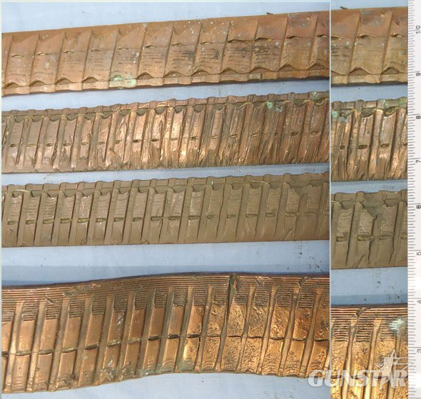 Collection of 4 British WW1 Fired Copper Driving Bands off 9.2 Inch & 6 Inch Siege Howitzer High Explosive Projectile. - O 2168 Collection of 4 British WW1 Fired Copper Driving Bands off 9.2 Inch & 6 Inch Siege Howitzer High Explosive Projectile. - O 2168  Other Ammunition