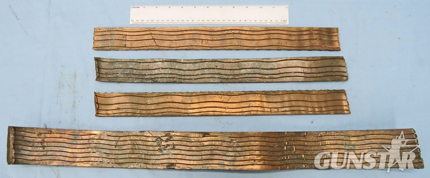  Collection of 4 British WW1 Fired Copper Driving Bands off 9.2 Inch & 6 Inch Siege Howitzer High Explosive Projectile. - O 2168 Collection of 4 British WW1 Fired Copper Driving Bands off 9.2 Inch & 6 Inch Siege Howitzer High Explosive Projectile. - O 2168  Other Ammunition