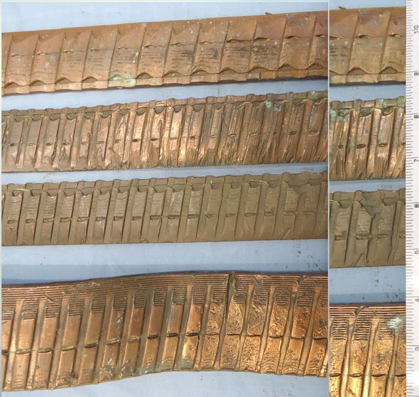 Collection of 4 British WW1 Fired Copper Driving Bands off 9.2 Inch & 6 Inch Siege Howitzer High Explosive Projectile. - O 2168 Collection of 4 British WW1 Fired Copper Driving Bands off 9.2 Inch & 6 Inch Siege Howitzer High Explosive Projectile. - O 2168  Other Ammunition
