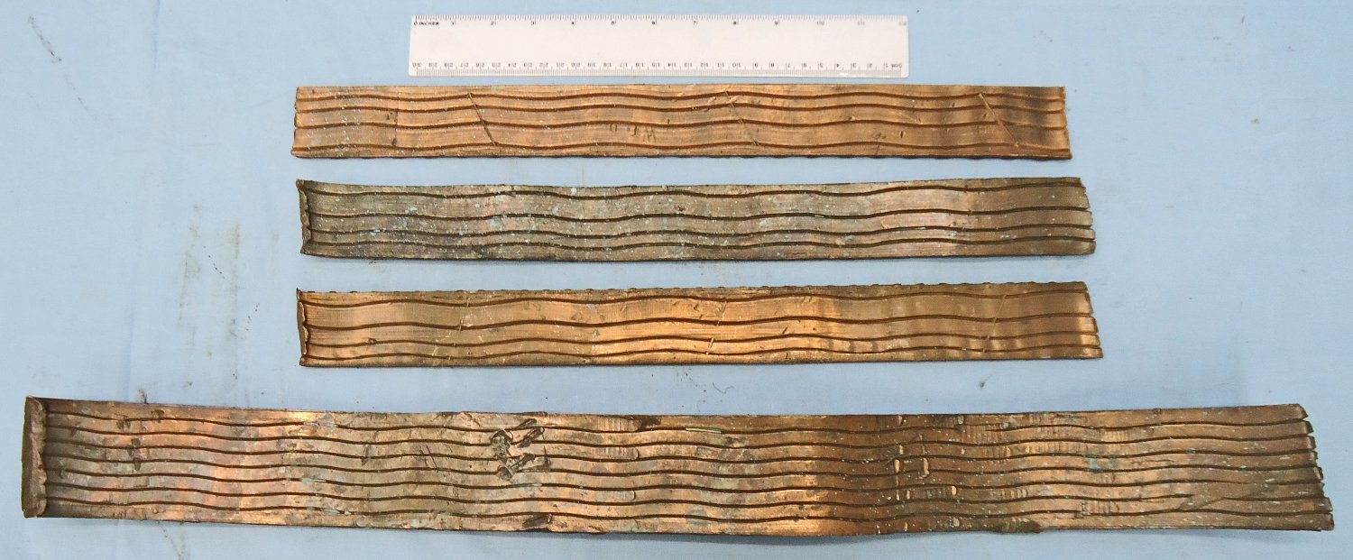 Collection of 4 British WW1 Fired Copper Driving Bands off 9.2 Inch & 6 Inch Siege Howitzer High Explosive Projectile. - O 2168 Collection of 4 British WW1 Fired Copper Driving Bands off 9.2 Inch & 6 Inch Siege Howitzer High Explosive Projectile. - O 2168  Other Ammunition