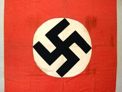 WW2 Era Nazi German Single Sided Heavy 3 Piece Construction NSDAP Party Wall Hanger / Banner Flag. Sn 15980:14. WW2 Era Nazi German Single Sided Heavy 3 Piece Construction NSDAP Party Wall Hanger / Banner Flag. Sn 15980:14.  Antique & Militaria