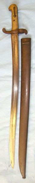 French Model 1842 Yataghan Sword Bayonet With Brass Grip Bayonet in 