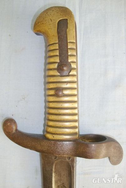  French Model 1842 Yataghan Sword Bayonet With Brass Grip Bayonet