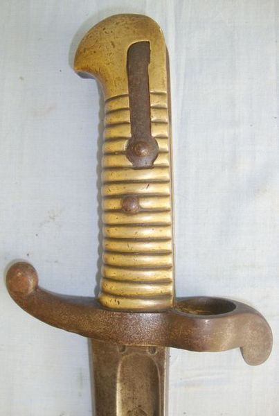  French Model 1842 Yataghan Sword Bayonet With Brass Grip Bayonet