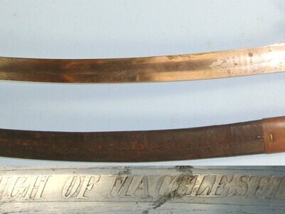 RARE**Victorian Era English Parker Field & Sons London Borough Of Macclesfield (Cheshire) Constabulary Police Short Sword Hanger With Etched Blade & Scabbard. Sn 22426:39 Sword