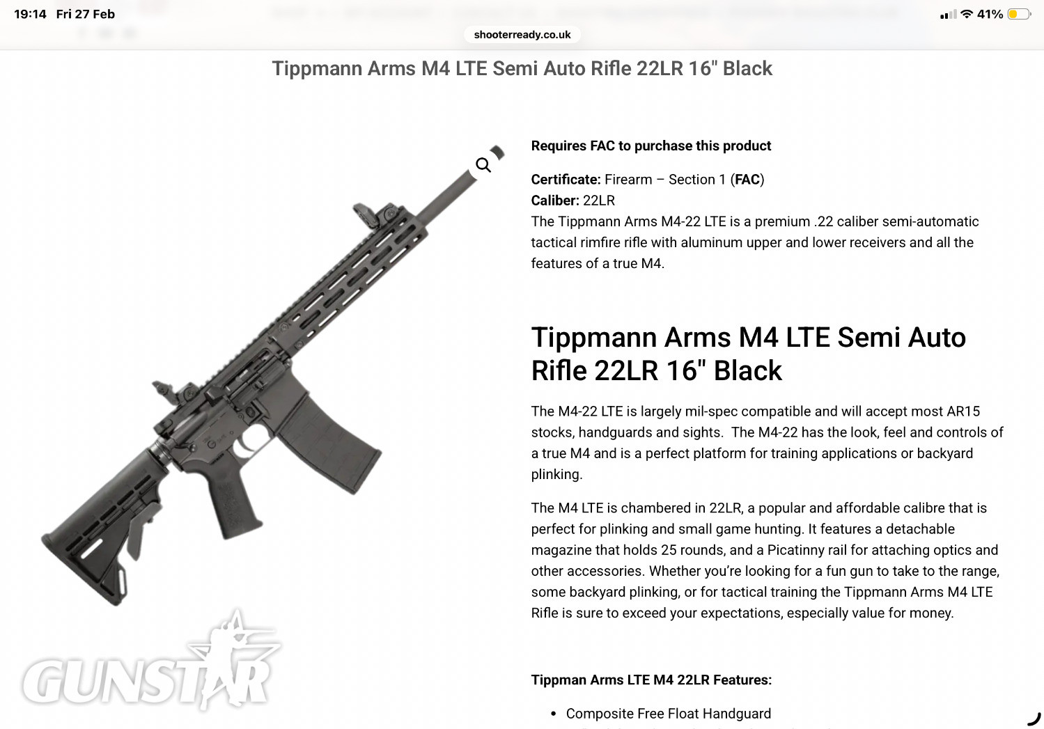 Tippmann LTE Semi-Auto .22 Long Rifle (.22 LR) Rifle in 