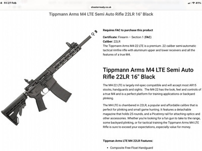 Tippmann LTE Semi-Auto .22 Long Rifle (.22 LR) Rifle