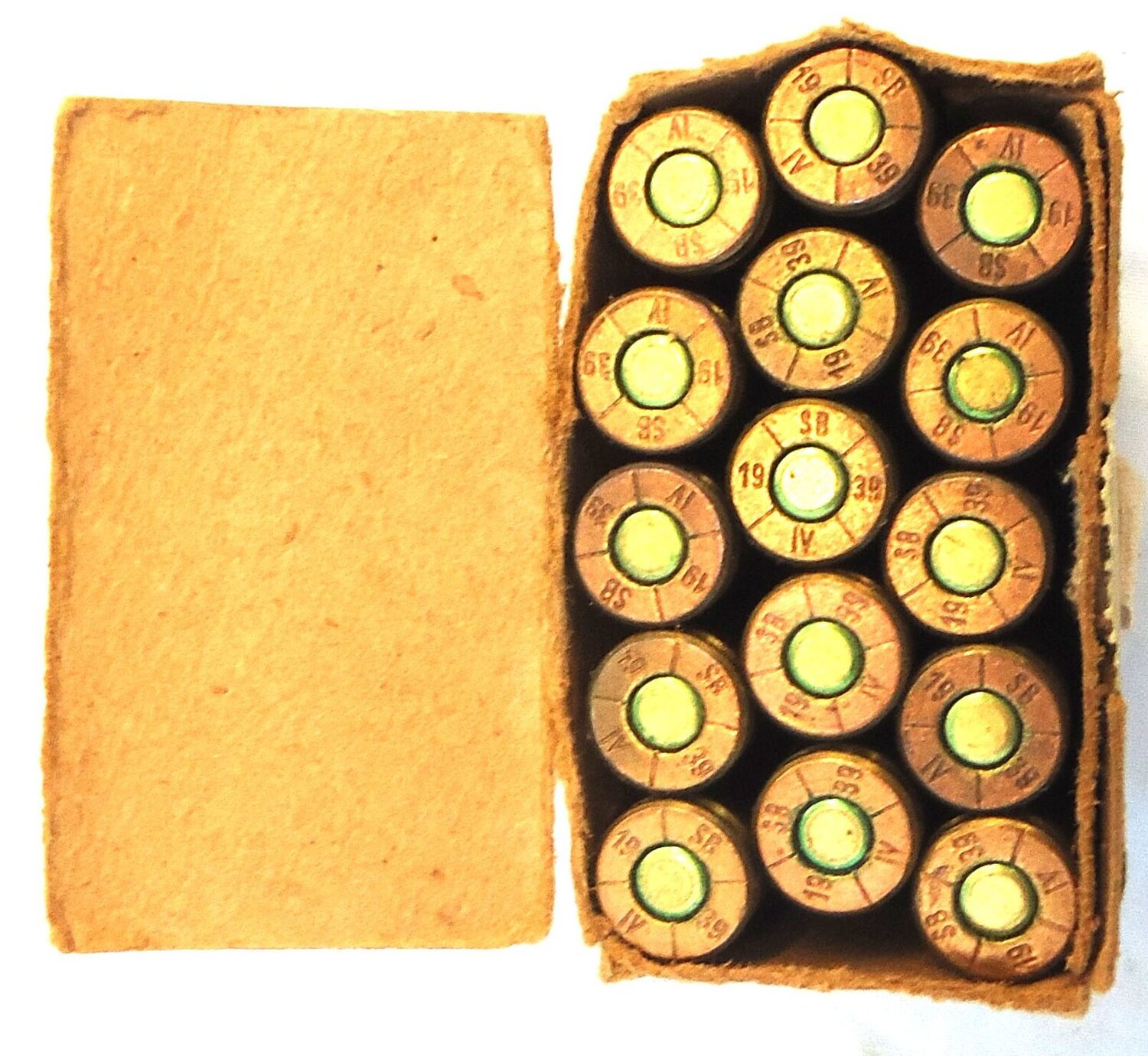 DEACTIVATED INERT. Rare, Czech WW2 Service Pack of 15 Rounds of 7.92×57mm Mauser Model 34 Pointed Ball Heavy Cartridges. O 2412 DEACTIVATED INERT. Rare, Czech WW2 Service Pack of 15 Rounds of 7.92×57mm Mauser Model 34 Pointed Ball Heavy Cartridges. O 2412 Various Other Ammunition