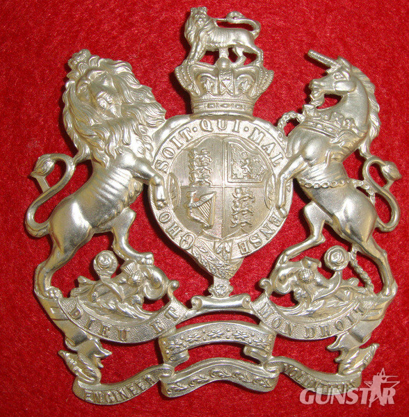 Victorian British Engineer Volunteer Other Ranks White Metal Queen’s Crown Helmet Plate Card Mounted For Display  Antique & Militaria