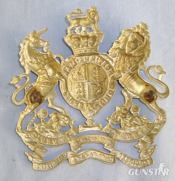  Victorian British Engineer Volunteer Other Ranks White Metal Queen’s Crown Helmet Plate Card Mounted For Display  Antique & Militaria