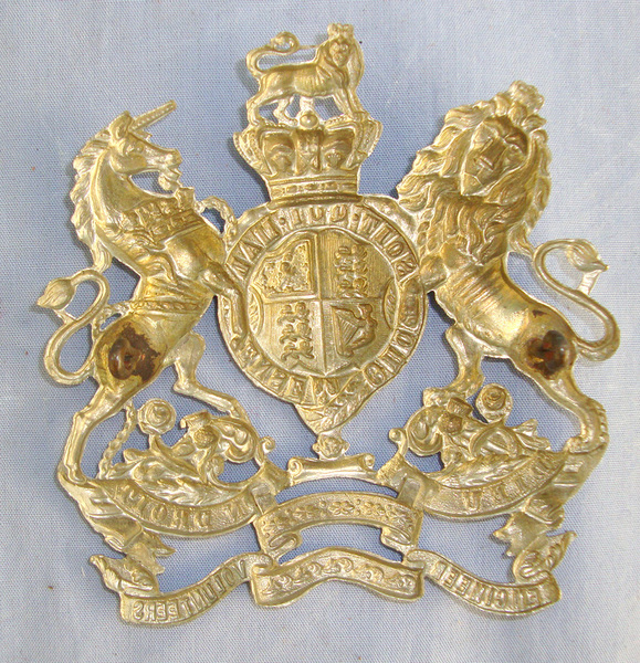  Victorian British Engineer Volunteer Other Ranks White Metal Queen’s Crown Helmet Plate Card Mounted For Display  Antique & Militaria