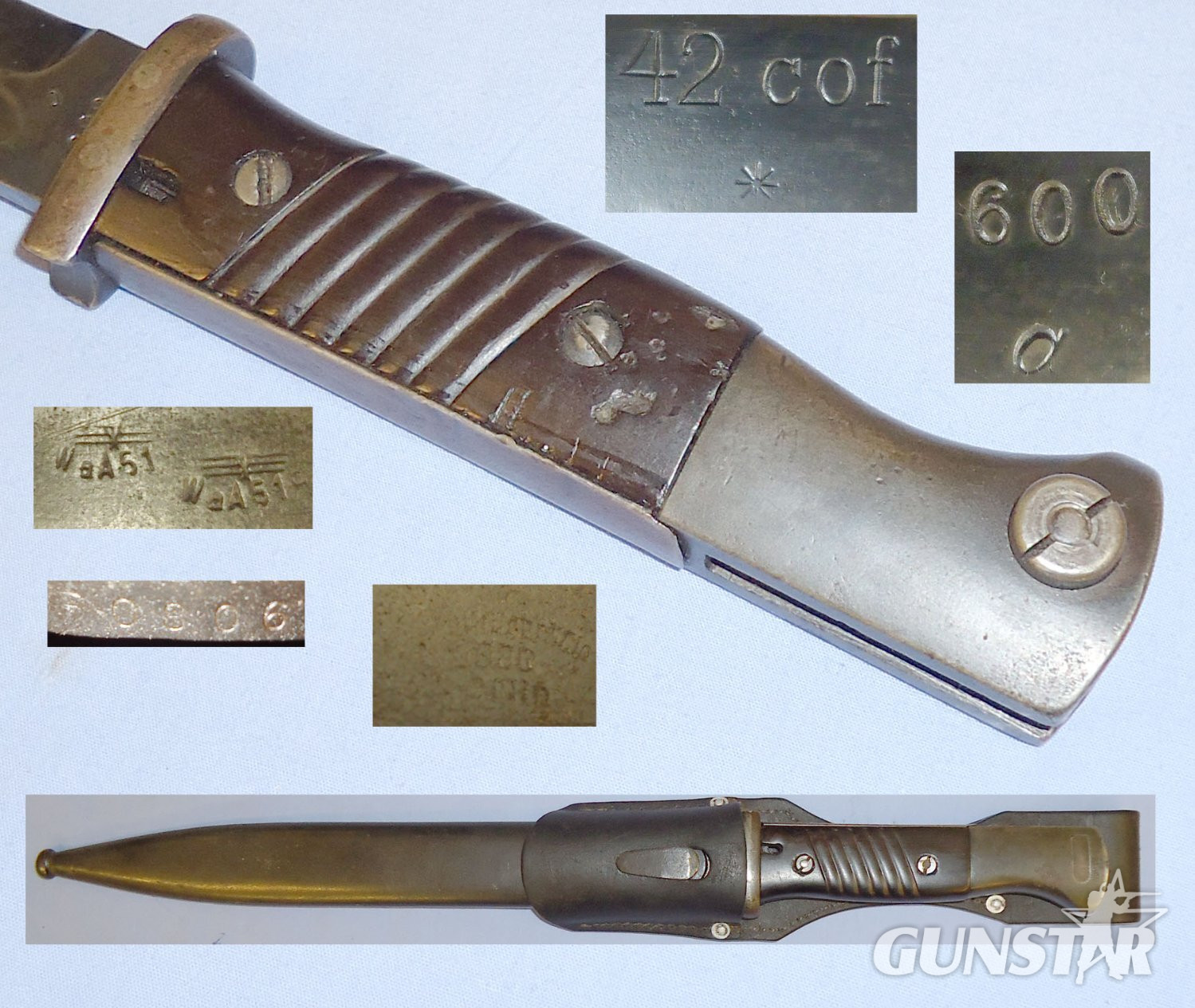 Good Condition* German WWII Dated S84/98 III Bayonet with Scabbard and Leather Frog. 11523:4. Bayonet
