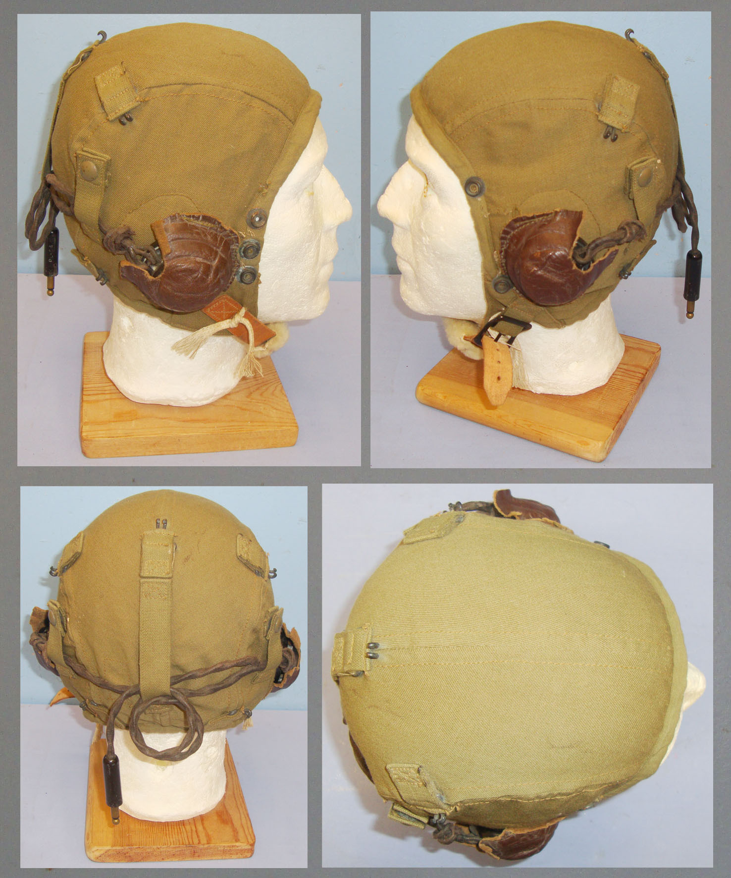 WWII US Army Air Forces  A-9 Summer Flying Helmet with Full Wiring Looms. 20979. WWII US Army Air Forces  A-9 Summer Flying Helmet with Full Wiring Looms. 20979. Clothing