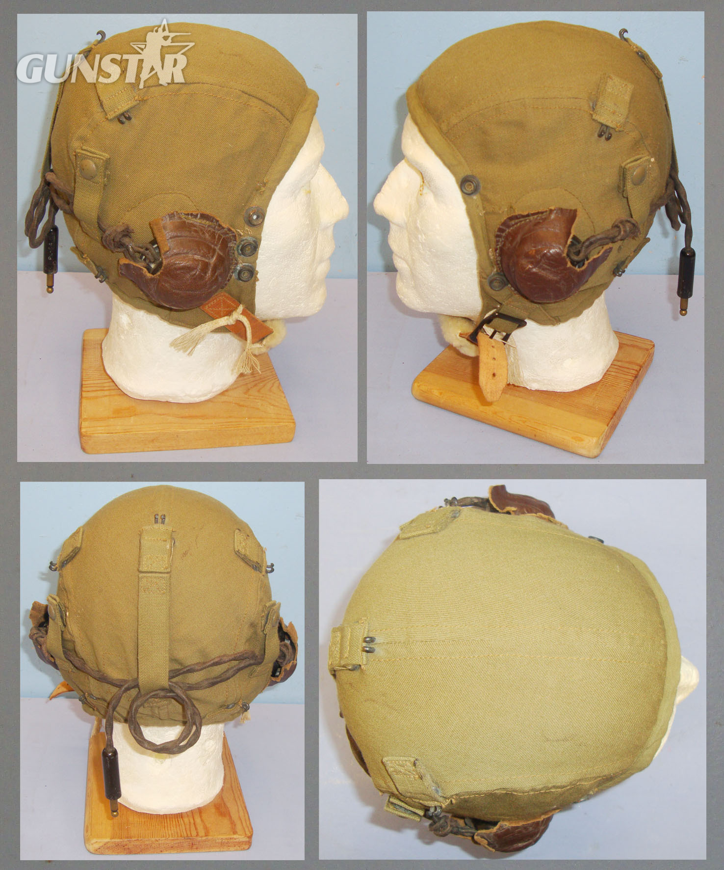 WWII US Army Air Forces  A-9 Summer Flying Helmet with Full Wiring Looms. 20979. WWII US Army Air Forces  A-9 Summer Flying Helmet with Full Wiring Looms. 20979. Clothing