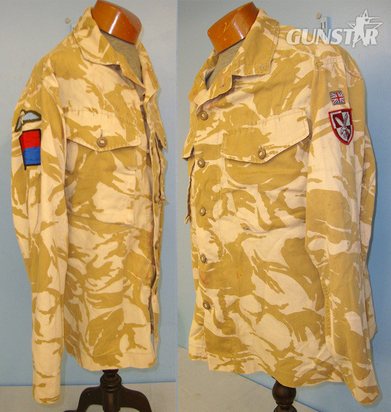 C1990’s Iraqi Desert Storm Era British Nato Tropical Desert Sand Camouflage Combat Jacket With British Para Jump Wings & Formation Patch Insignia  Clothing in 