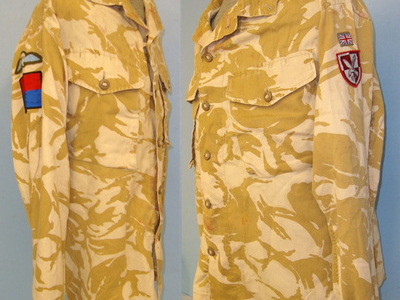 C1990’s Iraqi Desert Storm Era British Nato Tropical Desert Sand Camouflage Combat Jacket With British Para Jump Wings & Formation Patch Insignia  Clothing