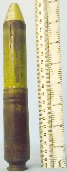 30 mm MK108 (30x90RB) HEI (High Explosive Incendiary) (M geschloss) Cannon Round WW2 INERT German 30 mm MK108 (30x90RB) HEI (High Explosive Incendiary) (M geschl Antique & Militaria