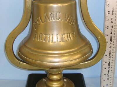 UNIQUE** Original, Large Victorian 1st Lancashire Volunteer Artillery Brass Barrack’s Bell With Original Striker Mounted For Use On Ebonised Wood Plinth. Sn 17550  Antique & Militaria
