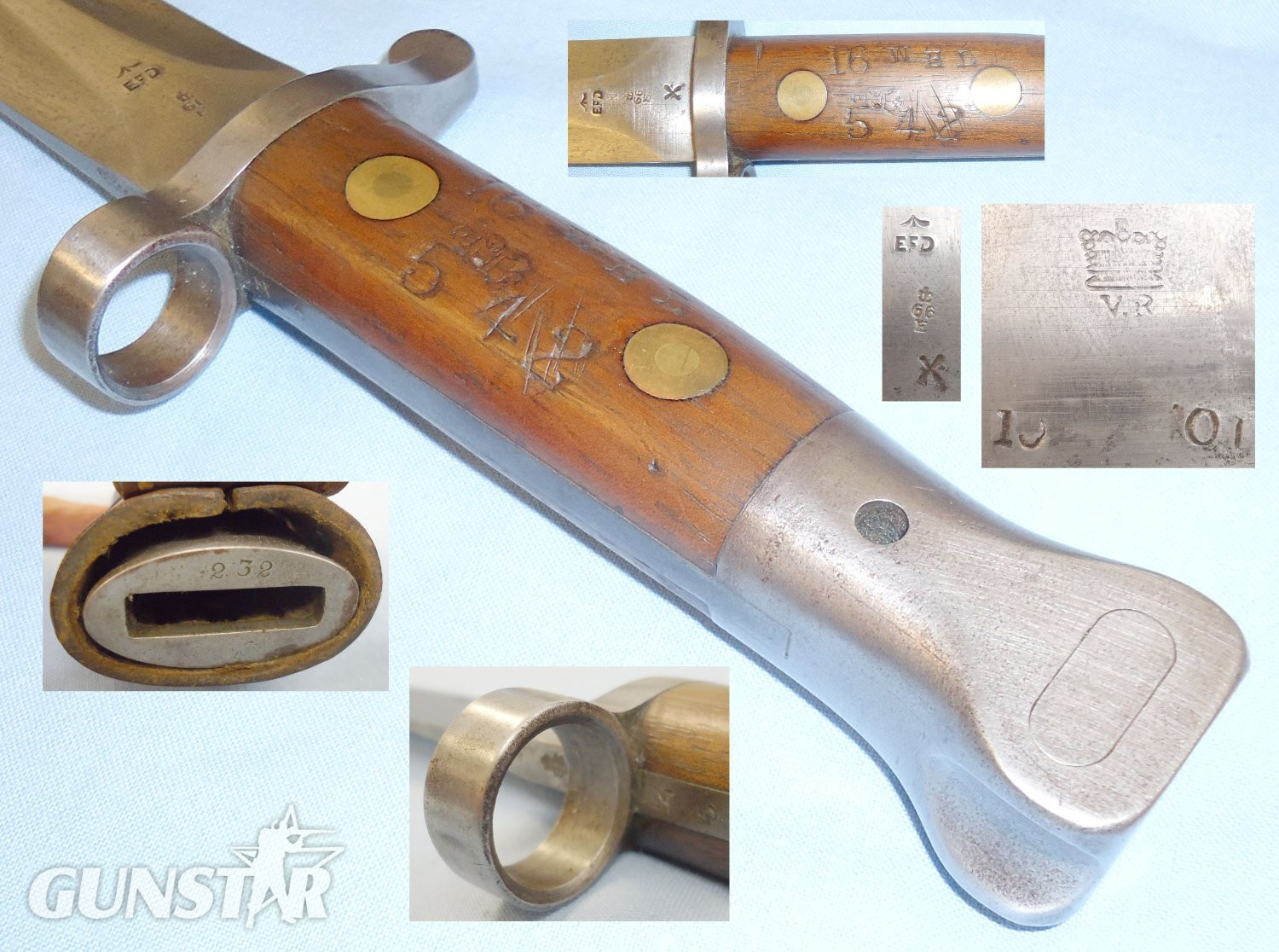 British Regimentally Marked 'Welsh Regiment' 1888 Pattern Mark II Lee Metford Bayonet Scabbard and 1914 Pattern Frog. 22050. Bayonet