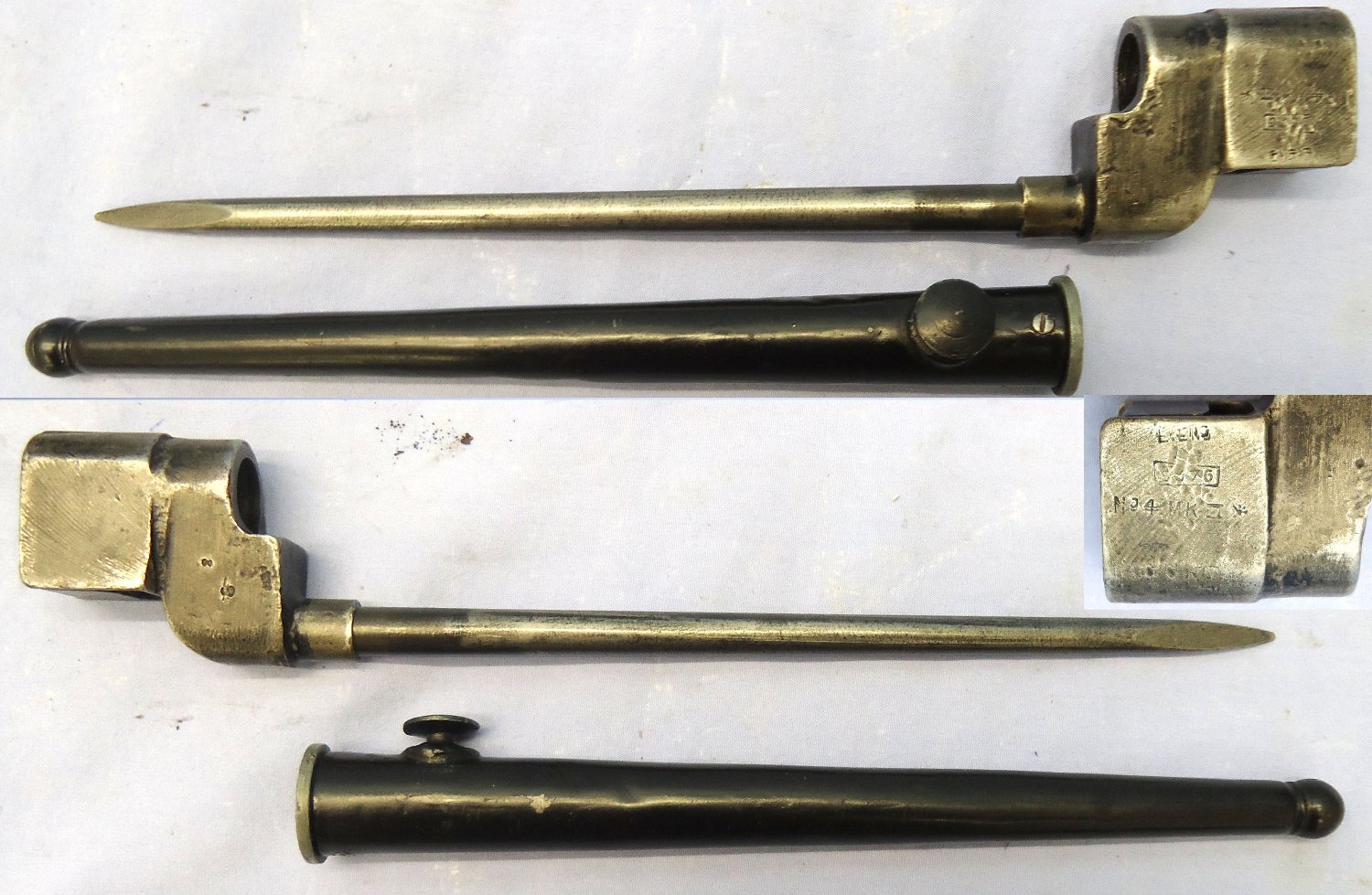  WW2, 1943 Dated, British Army Long Branch Canada No.4 MK 1* .303 Calibre Rifle, Webbing Sling, WW2 Pig Sticker Bayonet & Scabbard. Sn 23800 WW2, 1943 Dated, British Army Long Branch Canada No.4 MK 1* .303 Calibre Rifle, Webbing Sling, WW2 Pig Sticker Bayonet & Scabbard. Sn 23800 Bolt Action Various Rifle