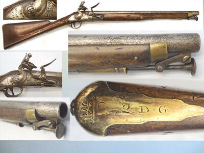 British, Flintlock, 1761 Dated, .65” Calibre Brown Bess Cavalry Carbine with 20“ Barrel Marked to the 2nd Dragoon Guards. - A 1107 British, Flintlock, 1761 Dated, .65” Calibre Brown Bess Cavalry Carbine with 20“ Barrel Marked to the 2nd Dragoon Guards. - A 1107 Muzzleloader .65 Cal Muzzleloader Rifle