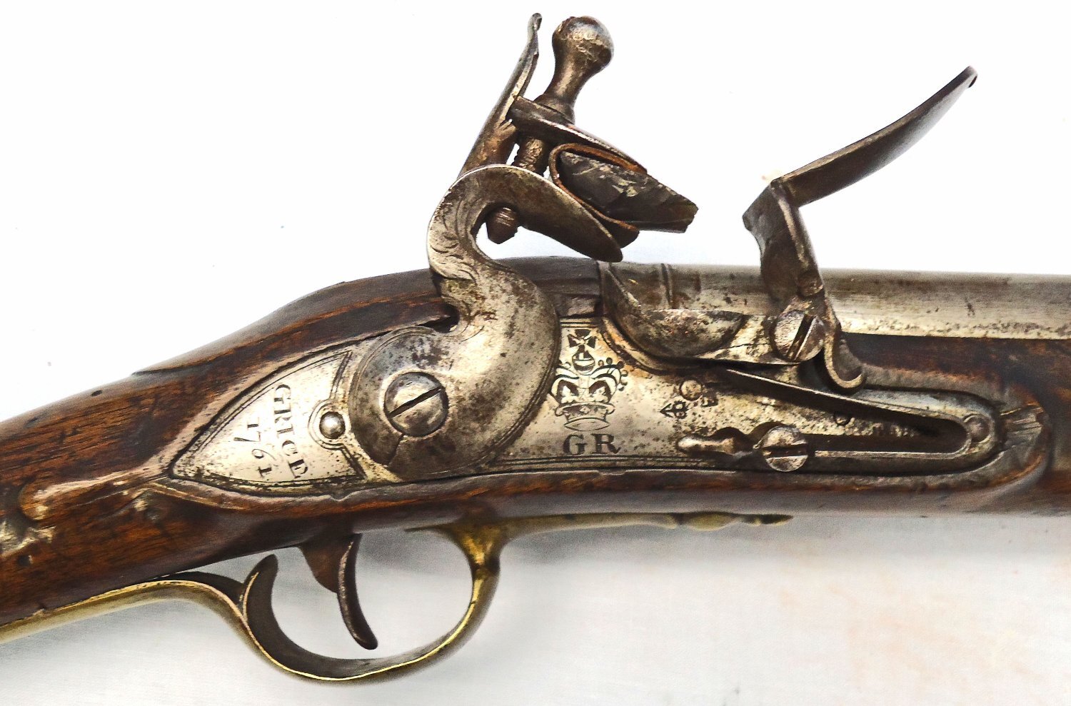 {CATEGORY} - British, Flintlock, 1761 Dated, .65” Calibre Brown Bess Cavalry Carbine with 20“ Barrel Marked to the 2nd Dragoon Guards. - A 1107 British, Flintlock, 1761 Dated, .65” Calibre Brown Bess Cavalry Carbine with 20“ Barrel Marked to the 2nd Dragoon Guards. - A 1107 Muzzleloader .65 Cal Muzzleloader Rifle in 