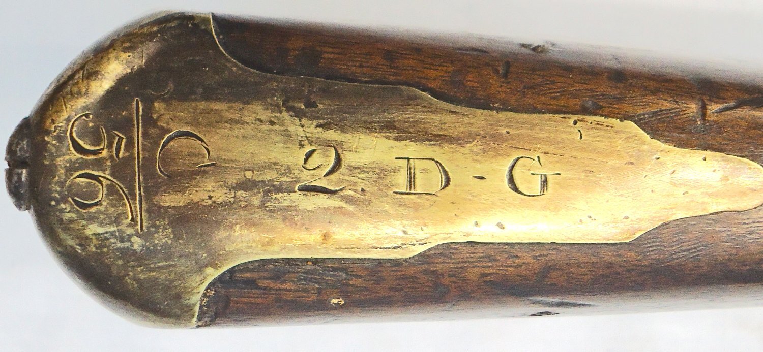 British, Flintlock, 1761 Dated, .65” Calibre Brown Bess Cavalry Carbine with 20“ Barrel Marked to the 2nd Dragoon Guards. - A 1107 British, Flintlock, 1761 Dated, .65” Calibre Brown Bess Cavalry Carbine with 20“ Barrel Marked to the 2nd Dragoon Guards. - A 1107 Muzzleloader .65 Cal Muzzleloader Rifle - {CATEGORY} in 