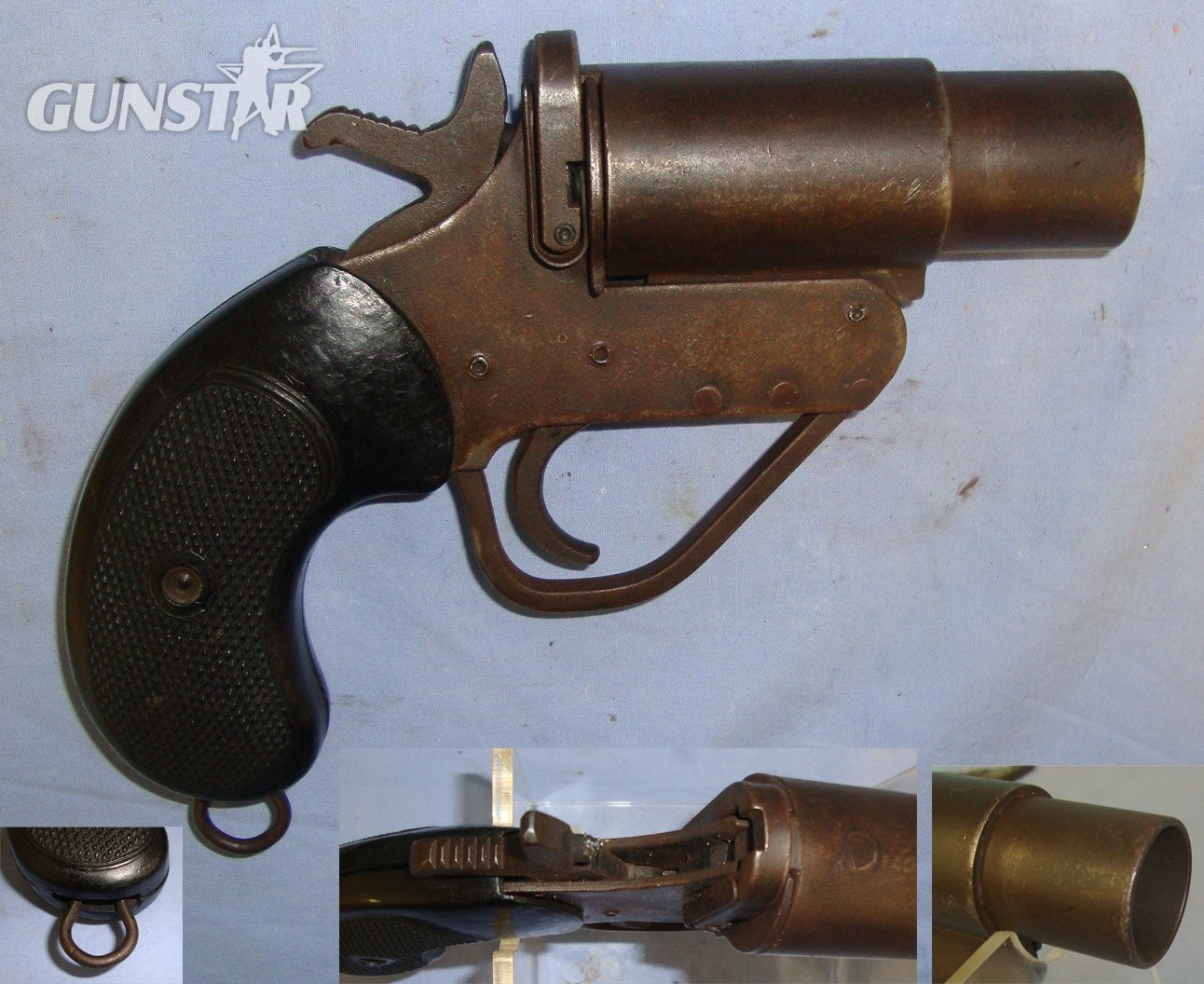 WW2 Era British 1” Calibre Pressed Steel Frame Trench / Flare Signal Pistol. D 6029 None Single Shot in 
