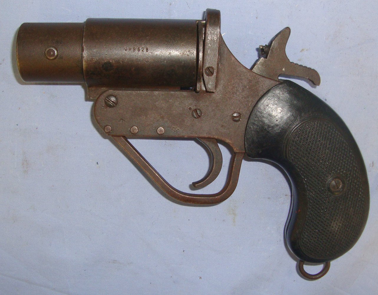  WW2 Era British 1” Calibre Pressed Steel Frame Trench / Flare Signal Pistol. D 6029 None Single Shot