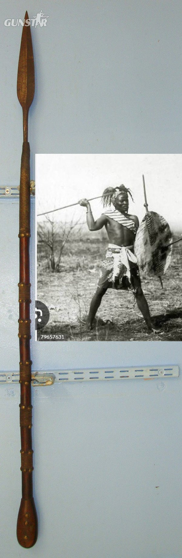 RARE**ORIGINAL**Victorian Era Zulu Chieftain’s Quality Assegai Short Stabbing Spear With Sections Of Intricate Wire Binding & Brass Studs. Sn 22868 Other Blade in 