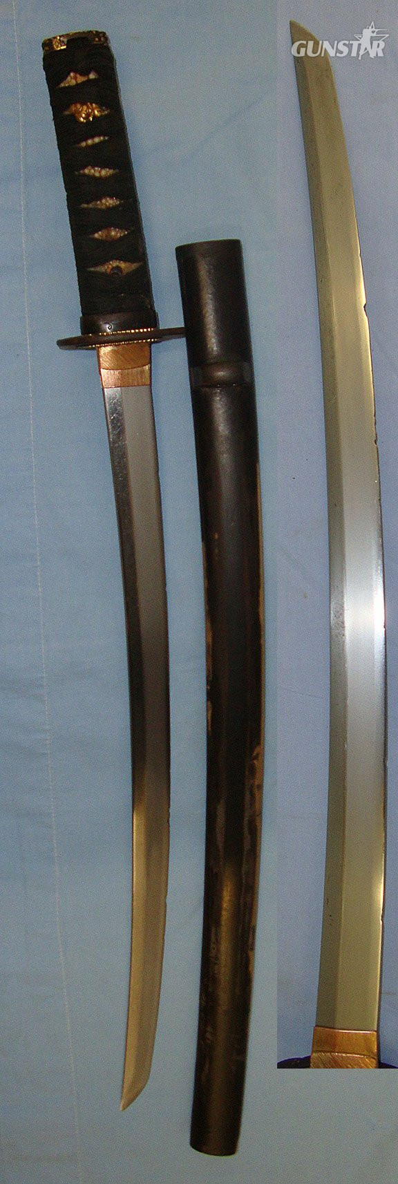  ANCIENT PRE 1600 KOTO PERIOD BLADE**Japanese Yamato Naminohira school Ko (Small) Wakizashi Sword Blade Smith Signed ‘Naminohira Yasu Moto’, Scabbard & Expert Assessment. Sn 23419 Sword