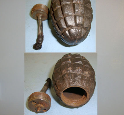  INERT DEACTIVATED, WW1 Austrian Schwerhand Heavy Fragmentation Hand Grenade With INERT DEACTIVATED, WW1 Austrian Schwerhand Heavy Fragmentation Hand Grenade With Antique & Militaria