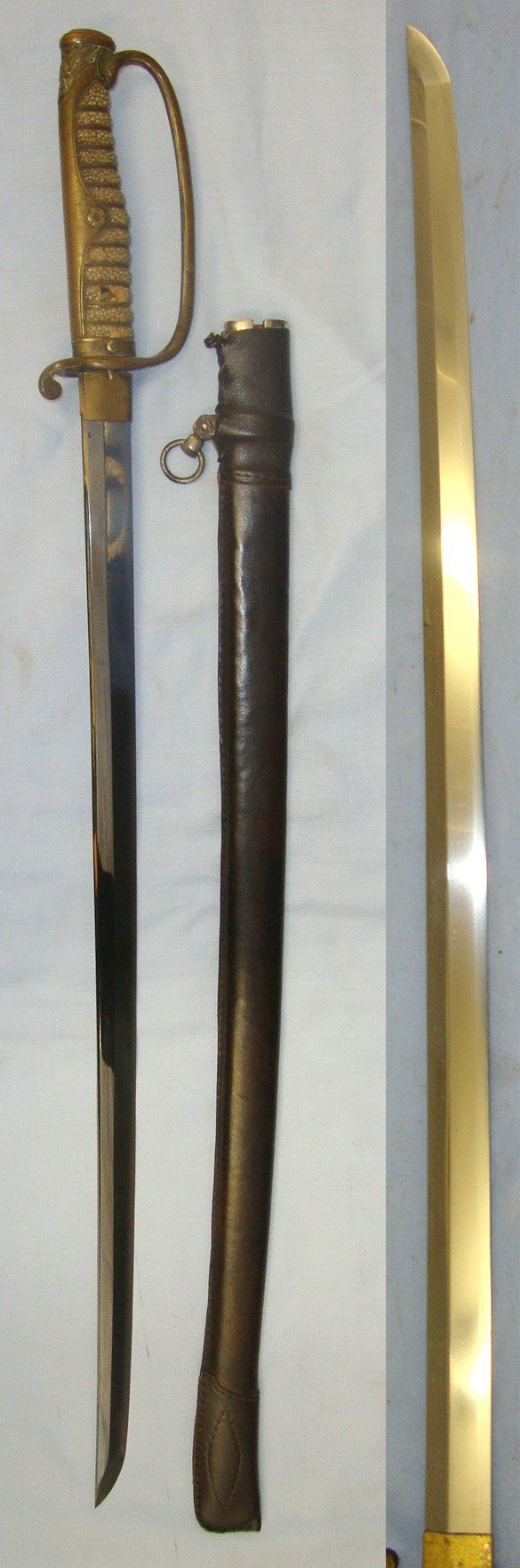  1885 Period Into WW1 & WW2 Japanese Officer’s Army Kyu Gunto Parade Sword With Gendaito Hand Forged Blade, Scabbard With Leather Field Combat Cover & Expert Assessment. Sn 16923 Sword