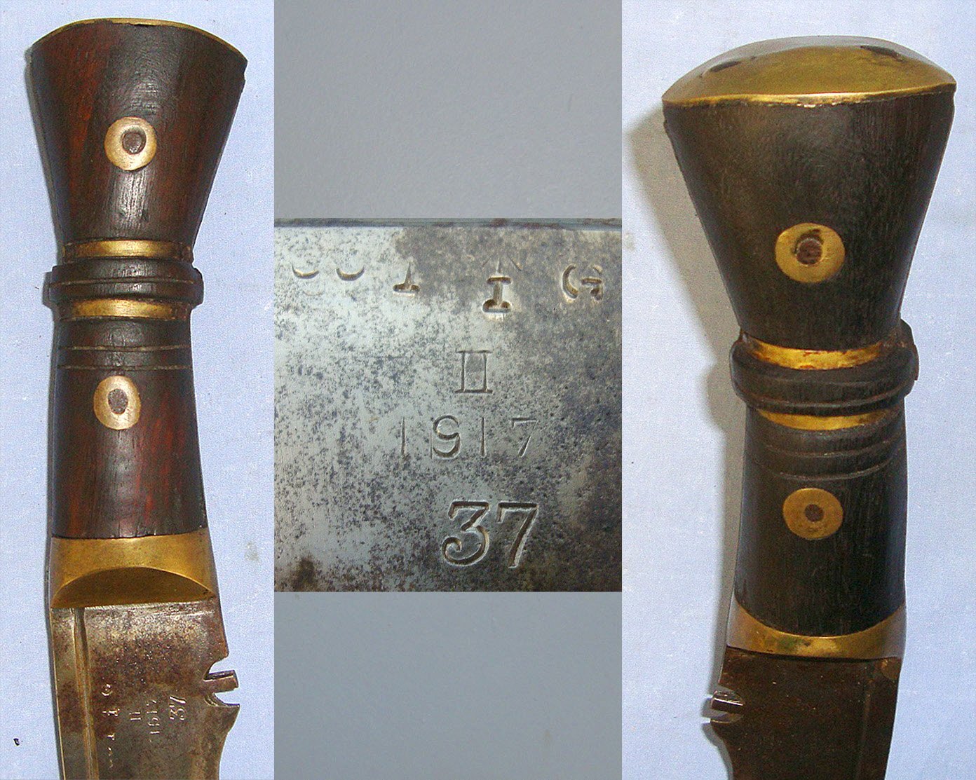 WW1 1917 British WD Military Gurkha’s Kukri With Indian Cossipore WD Arsenal Marks & Scabbard With Frog. Sn 23174:47 Knive