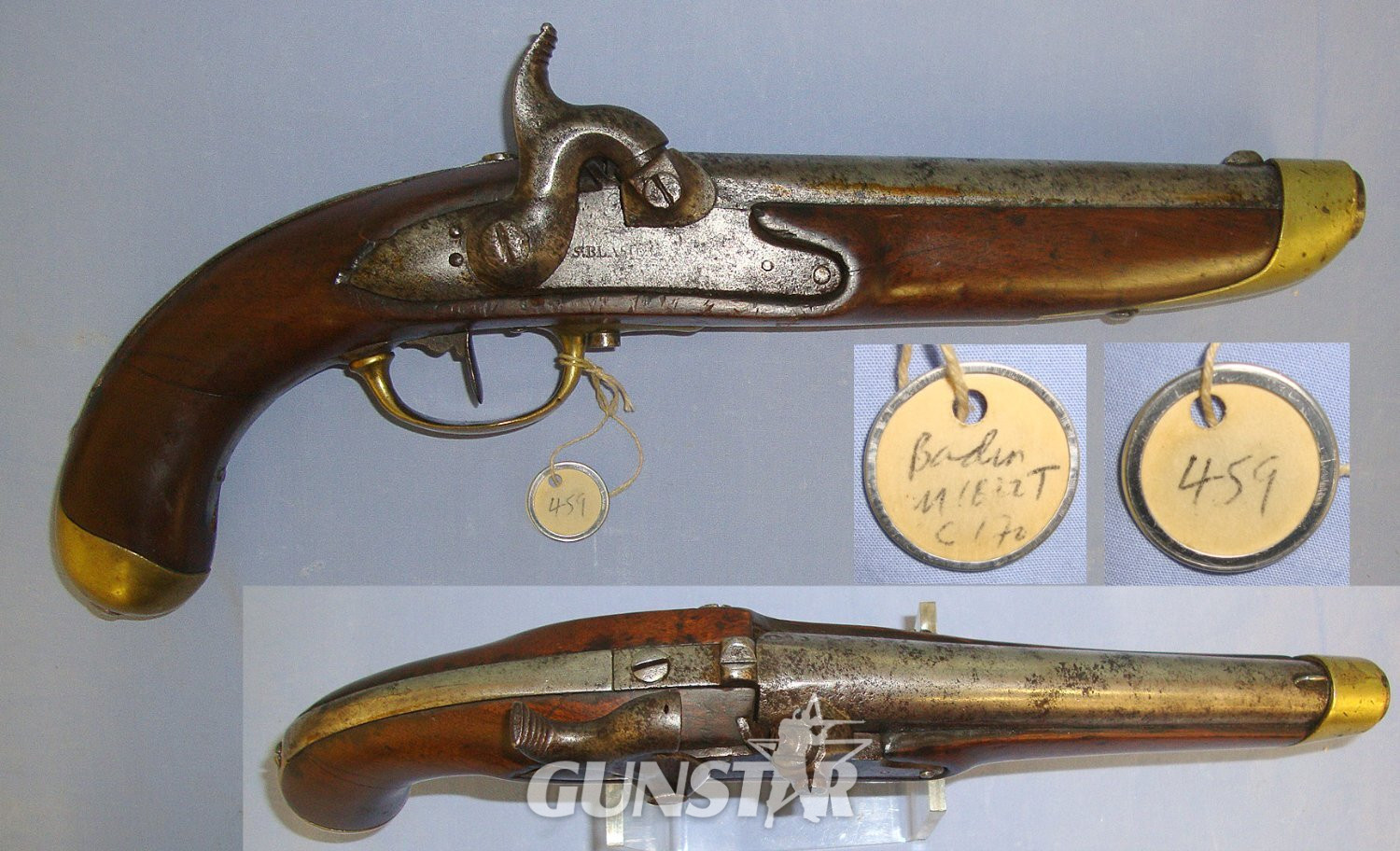 Imperial German Baden Model 1816 13 Bore Percussion Pistol (Period Converted From Flintlock C1840)  Gun Number 459 From The Robert E Brooker Jr Collection. Sn 23125 None Muzzleloader in 