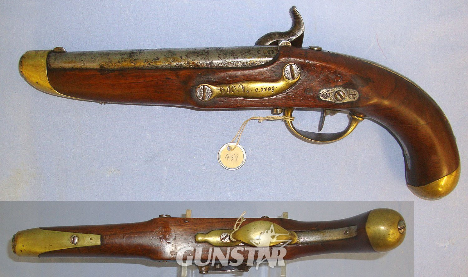 Imperial German Baden Model 1816 13 Bore Percussion Pistol (Period Converted From Flintlock C1840)  Gun Number 459 From The Robert E Brooker Jr Collection. Sn 23125 None Muzzleloader