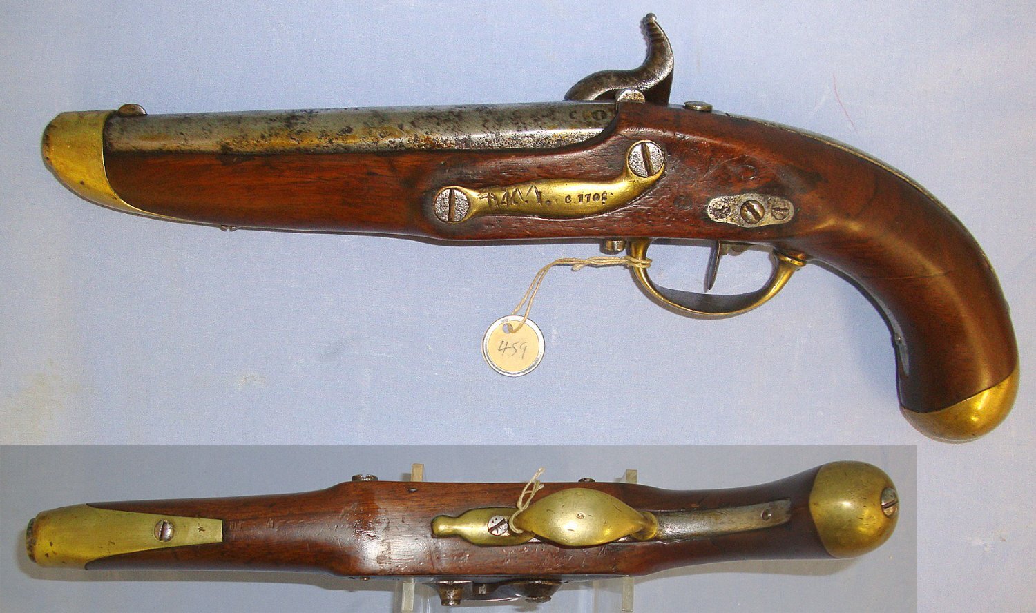  Imperial German Baden Model 1816 13 Bore Percussion Pistol (Period Converted From Flintlock C1840)  Gun Number 459 From The Robert E Brooker Jr Collection. Sn 23125 None Muzzleloader