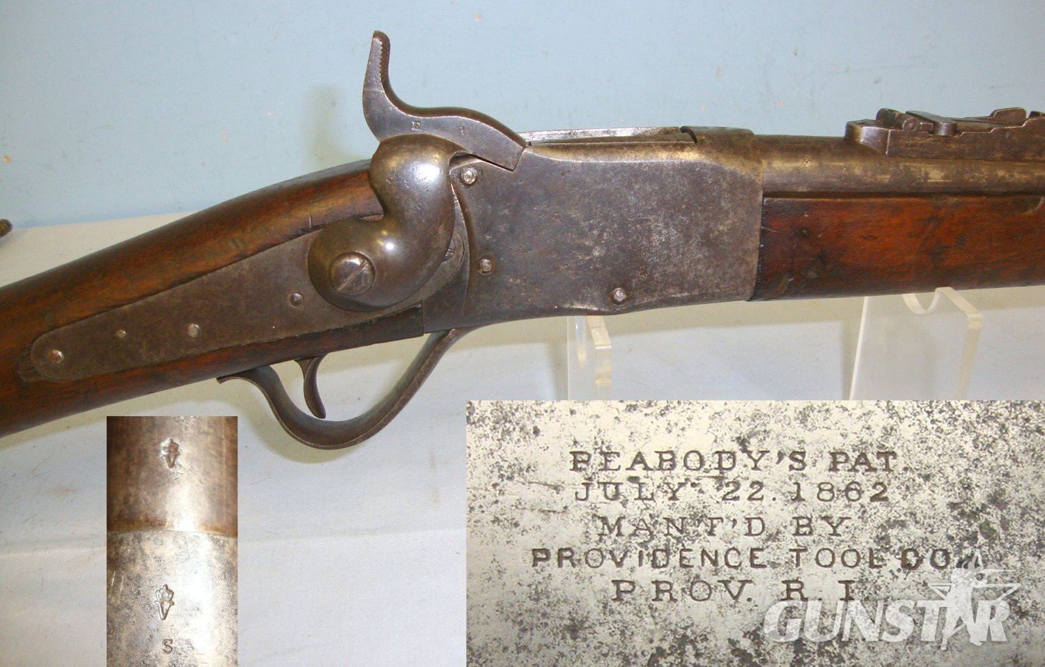 RARE**American Civil War Era Providence Tool Company, Providence, Rhode Island, USA, Peabody’s 1862 Patent (Model 1862 Army) .44-40-50 Peabody Rim Fire Obsolete Calibre Breech Loading 2 Band Short Rifle. Sn 20235 civil war rifle Lever Action Obsolete Rifle