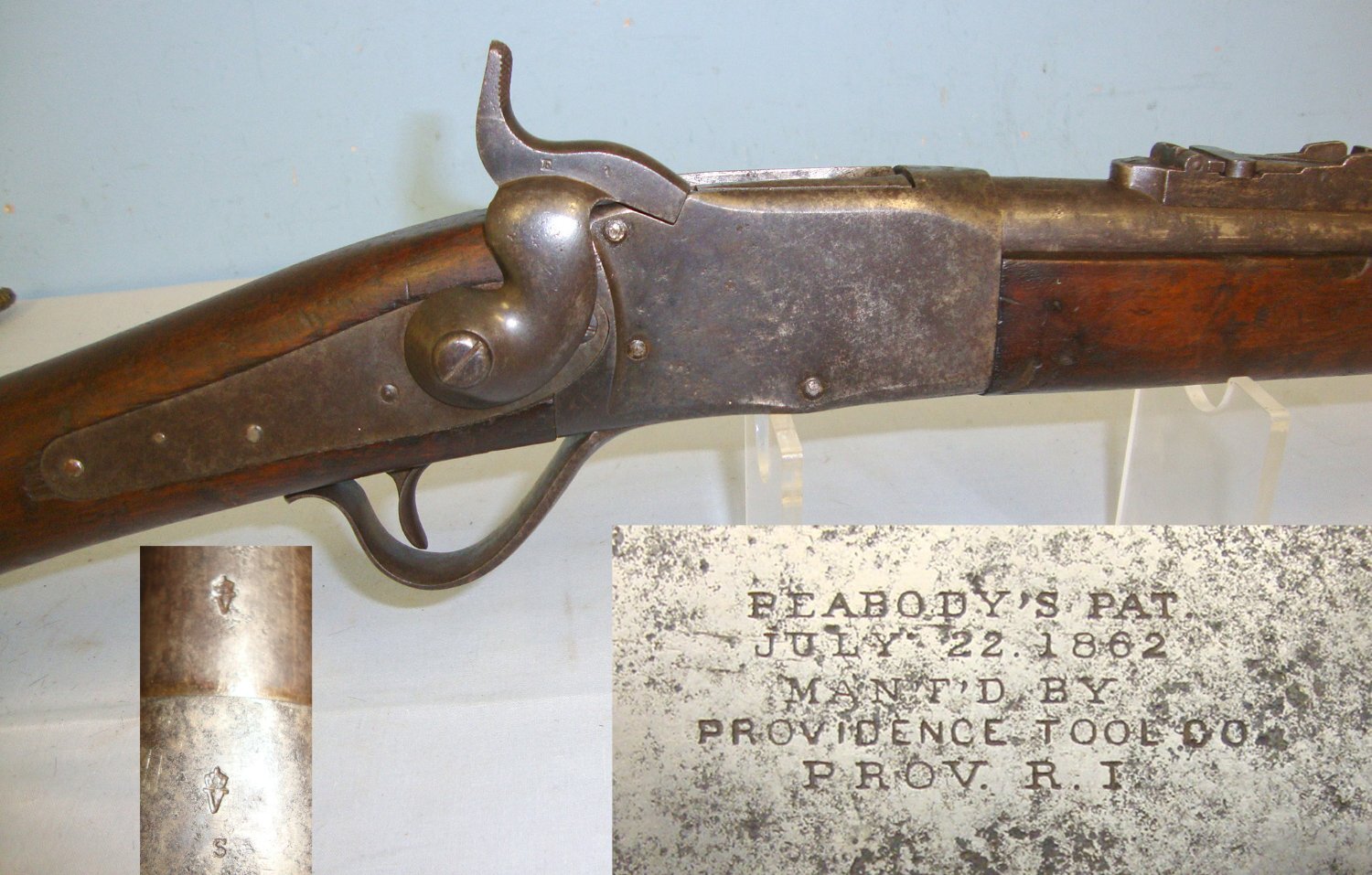 RARE**American Civil War Era Providence Tool Company, Providence, Rhode Island, USA, Peabody’s 1862 Patent (Model 1862 Army) .44-40-50 Peabody Rim Fire Obsolete Calibre Breech Loading 2 Band Short Rifle. Sn 20235 civil war rifle Lever Action Obsolete Rifle