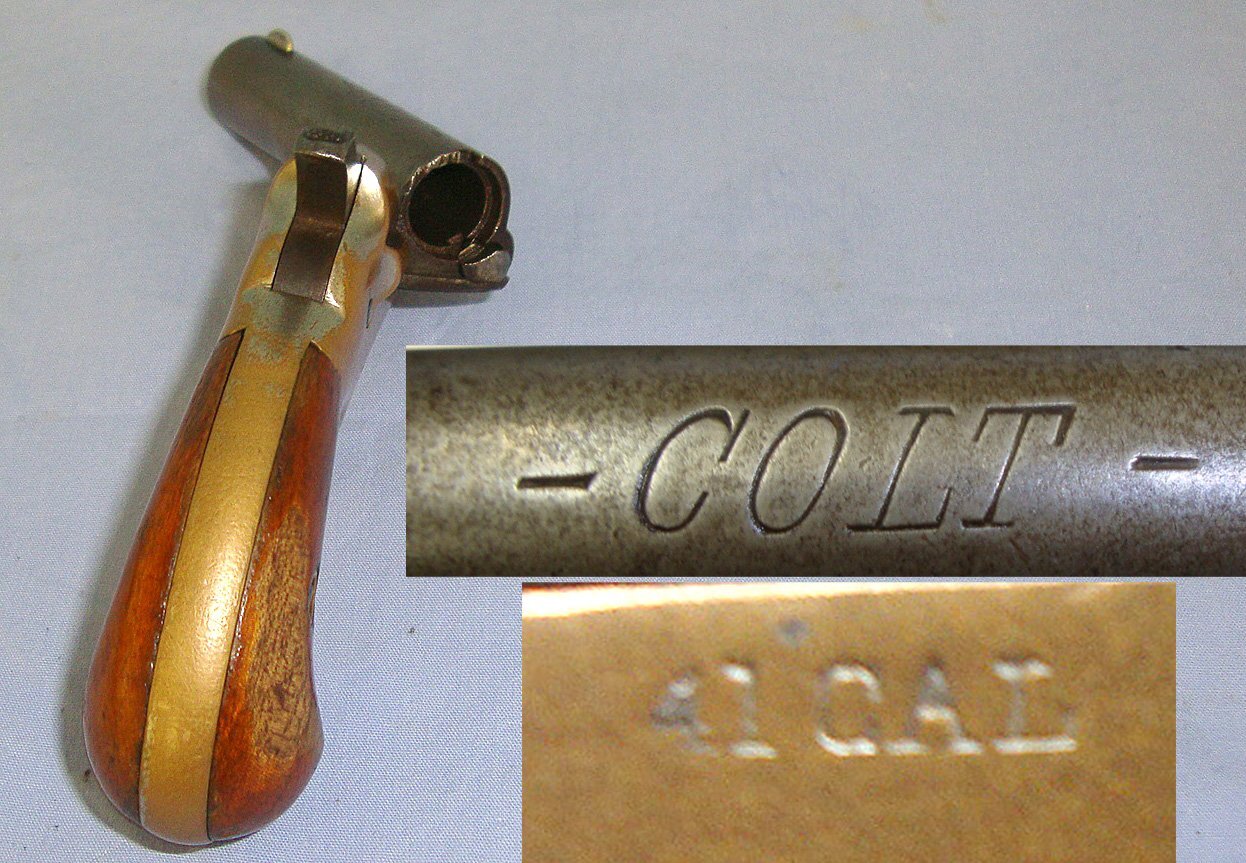 Colt With Pivot Barrel & Traces Of Original Factory Nickel Plate Finish. Sn 23166 .41 Short Rimfire Deringer