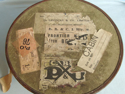 Aluminium Wash Bowl And Leather Bound Carrier Top With Labels To Major F.C. Gree Major F.C. Green, 'M.C.' of the Royal Tank Regiment. Other Accessory